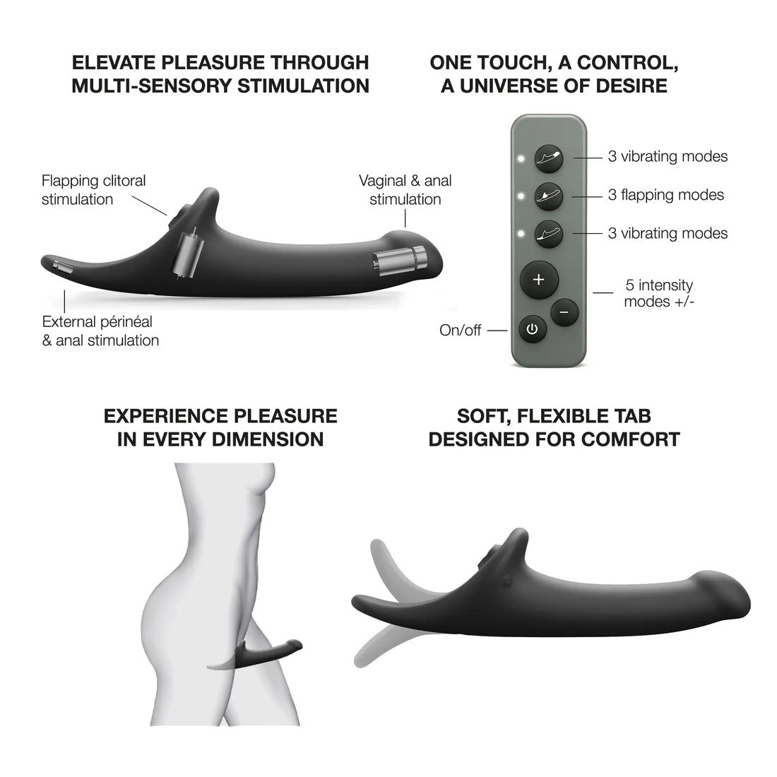 Strap-On-Me Multi Orgasm Dildo Medium Black