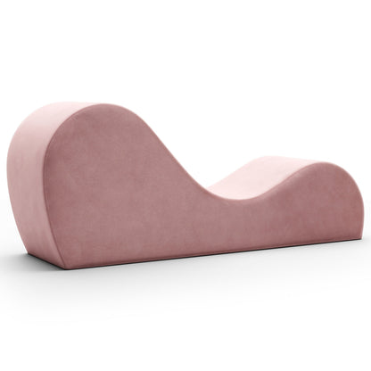 A rose Cello Chaise against a white background.