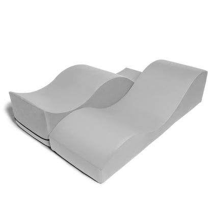 A grey Equus Wave, Bedroom Furniture by Liberator folded out against a white background.