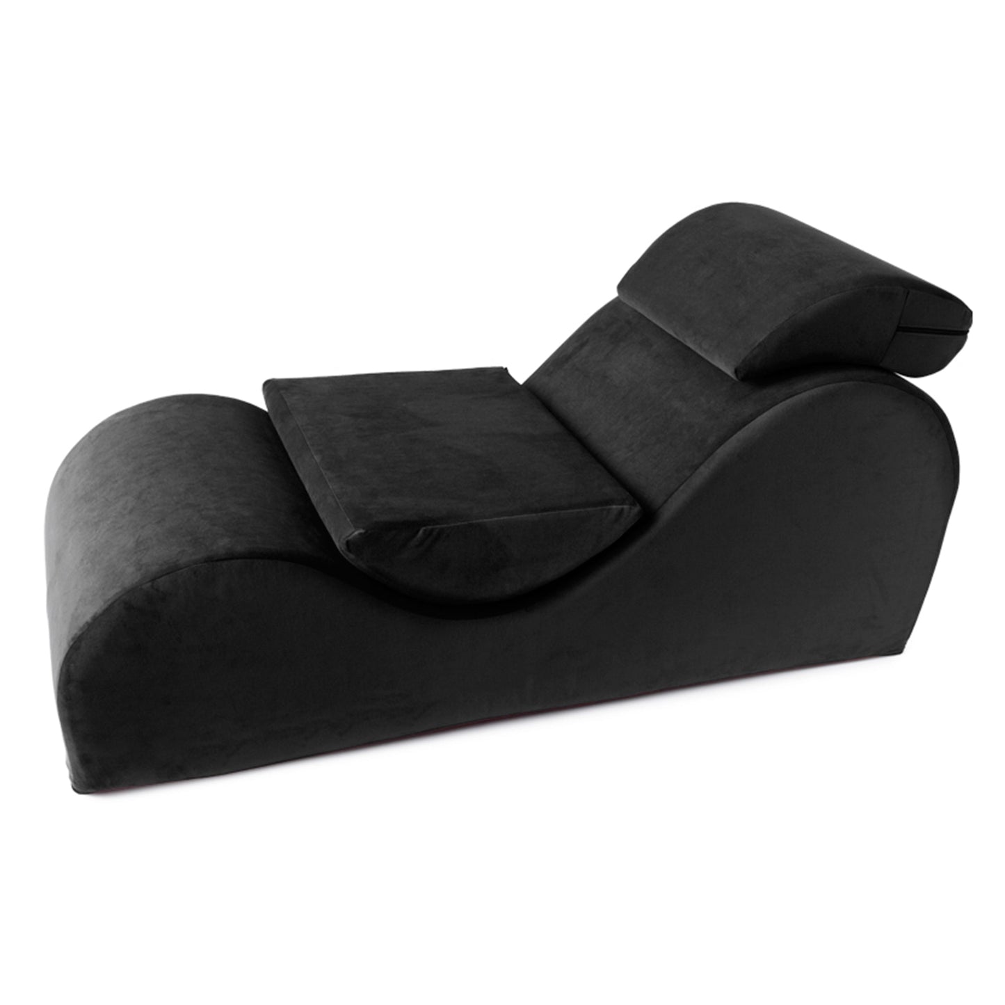 A standard black Chaise Bondage, Bedroom Furniture by Liberator against a white background.