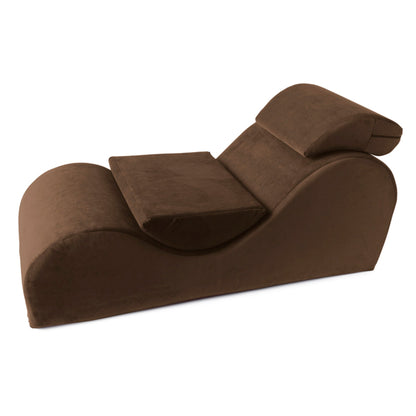 A standard espresso Chaise Bondage, Bedroom Furniture by Liberator against a white background.