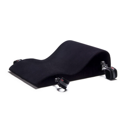 A black Hipster Bondage, Roleplay & Restraints bedroom funiture with cuffs by Liberator against a white background.