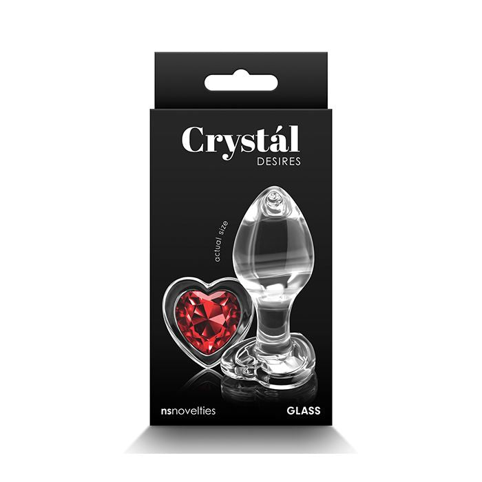 Crystal Desires Glass Heart Gem Butt Plug Medium - Red
