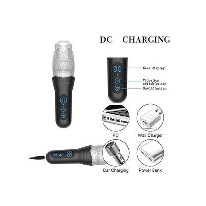 The Male Rose Pro Thrusting Rotating & Vibrating 3D Masturbator - Black