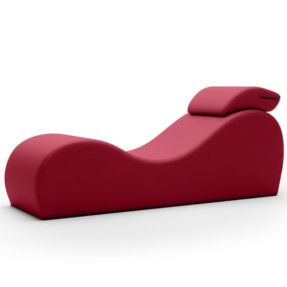 A claret red Lyza Lounger bedroom furniture by Liberator against a white background.