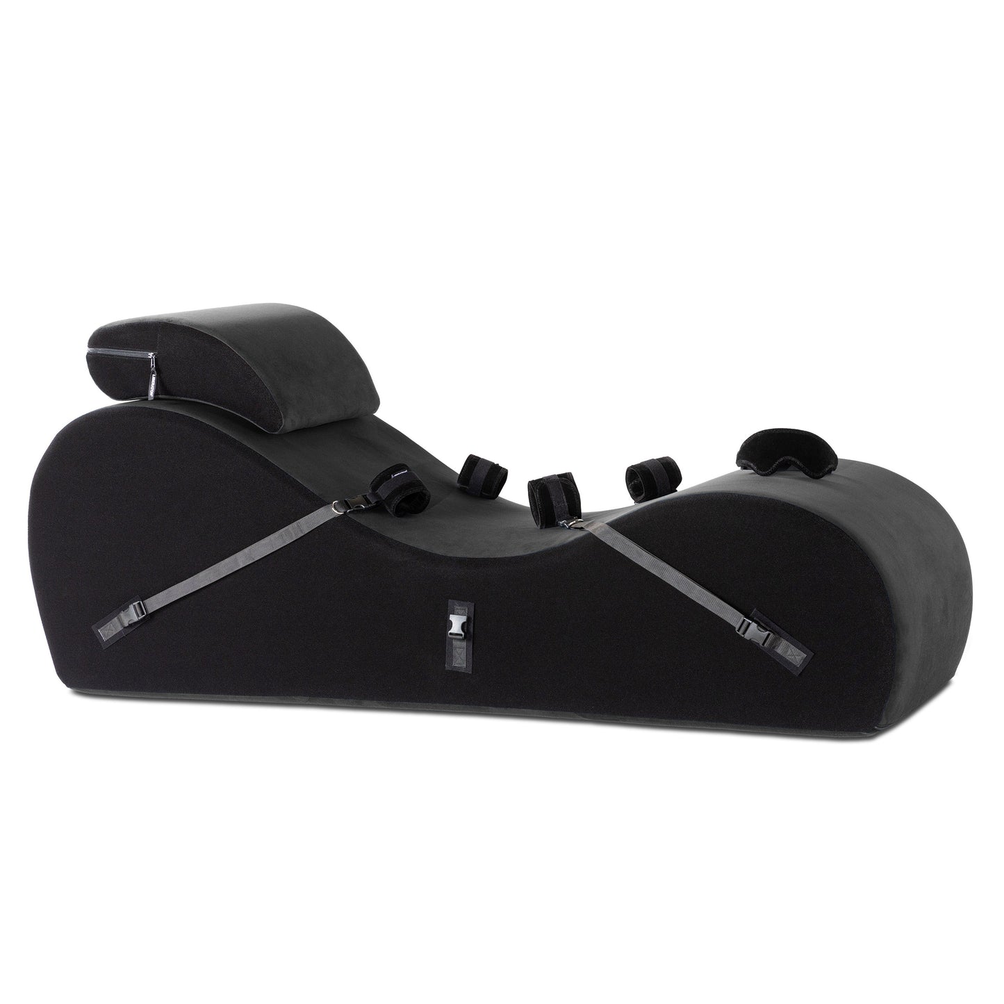 A valkyrie black Lyza Lounger bedroom furniture with cuffs by Liberator against a white background.