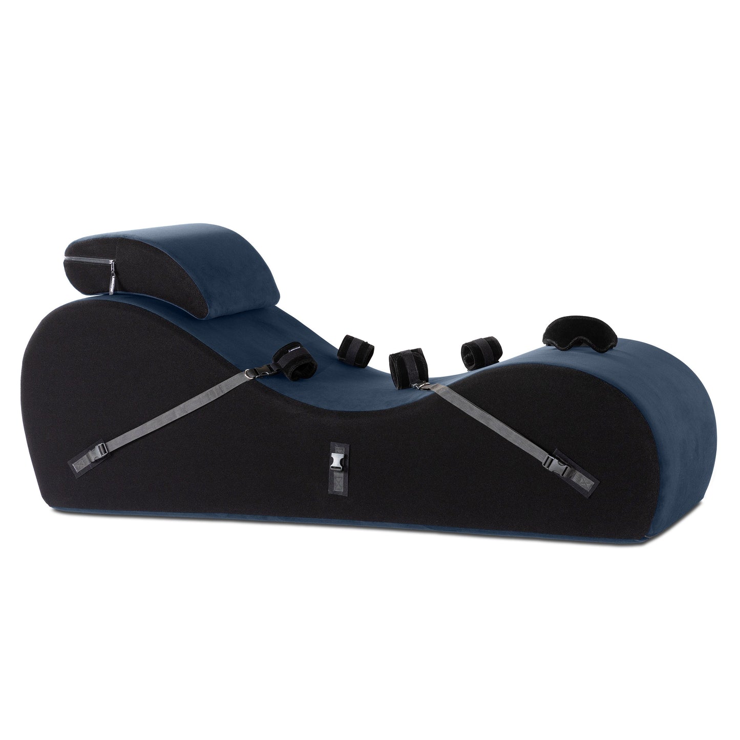 A valkyrie blue Lyza Lounger bedroom furniture with cuffs by Liberator against a white background.