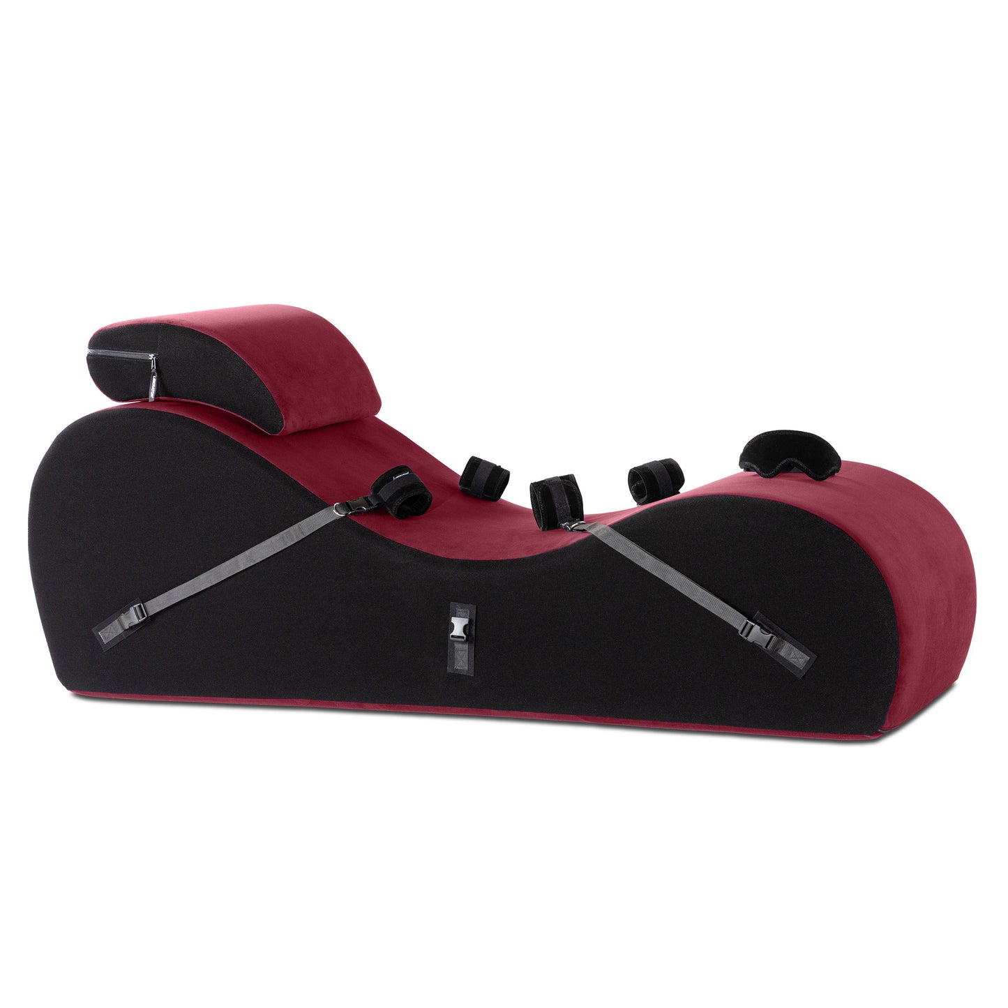 A valkyrie red Lyza Lounger bedroom furniture with cuffs by Liberator against a white background.