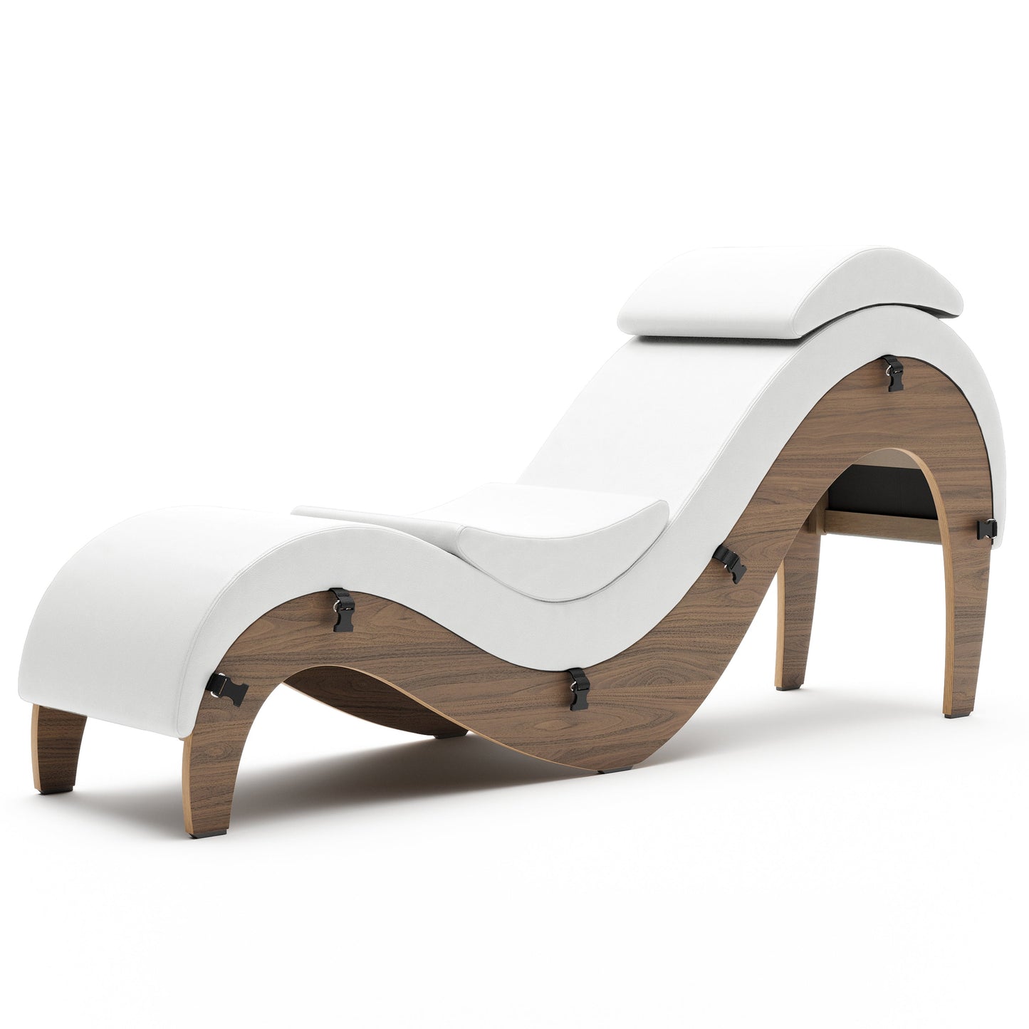A white Supervio Tantric Chaise with maple, Bedroom Furniture by Liberator against a white background.