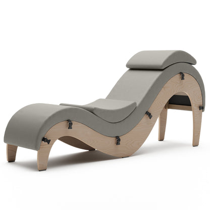 A Iron Grey Supervio Tantric Chaise with walnut, Bedroom Furniture by Liberator against a white background.