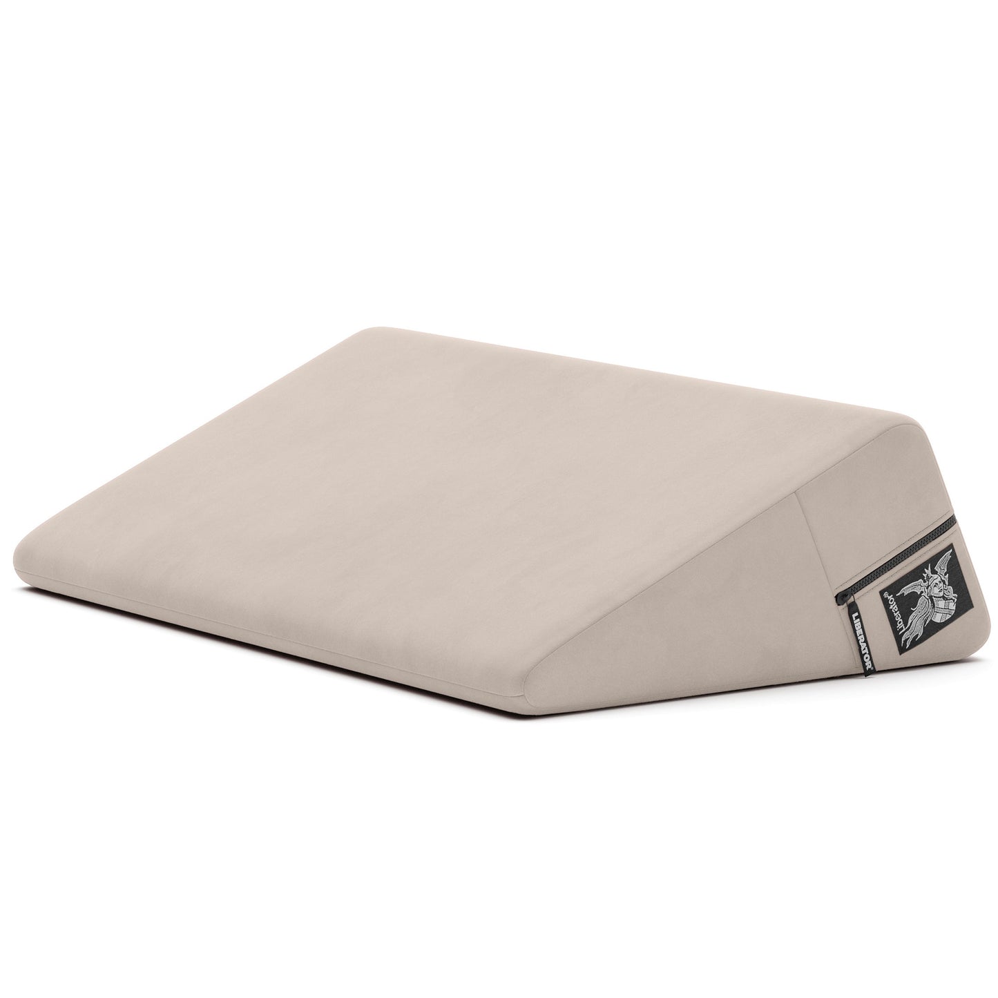 A cream Wedge, Bedroom Furniture by Liberator against a white bedroom.