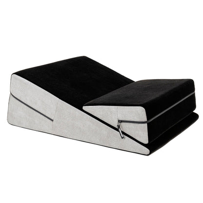 A grey ultra leather Wedge Ramp Combo, Bedroom Furniture by Liberator against a white background.