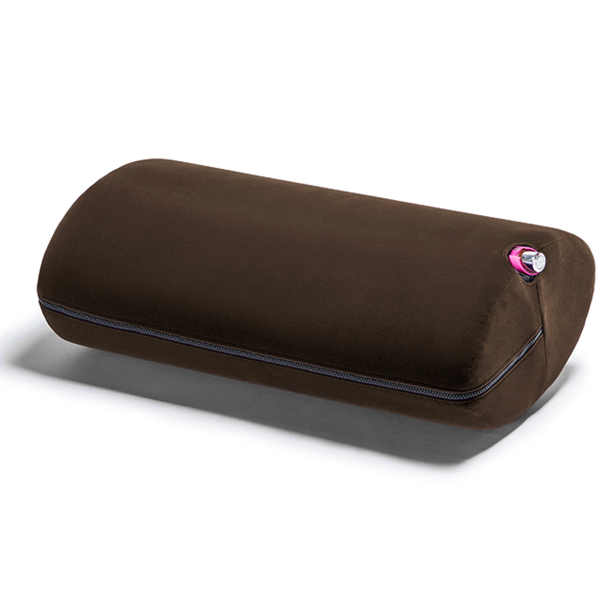 A espresso colored Wing Toy Mount, Bedroom Furniture by Liberator with a toy in the pocket against a white background.